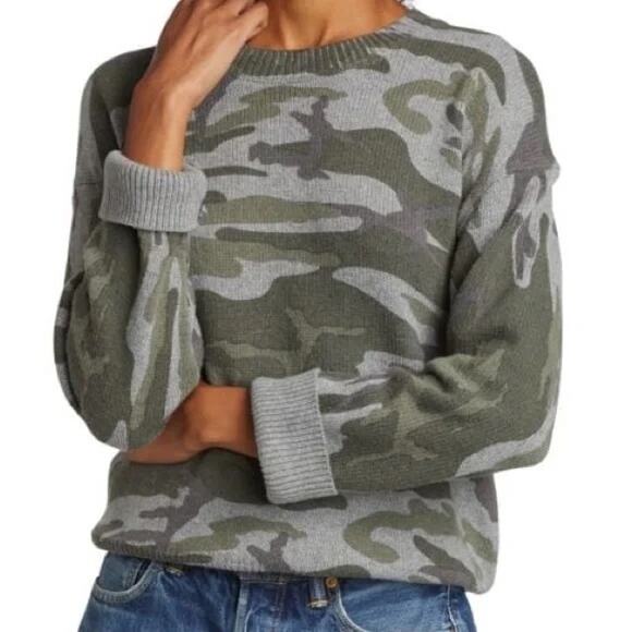 Rails Juno Wool Crewneck Sweater Camo Green Large Army Utility Quiet Luxury Cozy - Picture 2 of 13